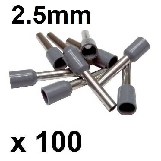 Cable Ferrules 2.5mm2 x 100 pack, Bootlace, Pin Crimps, Wire Sleeves