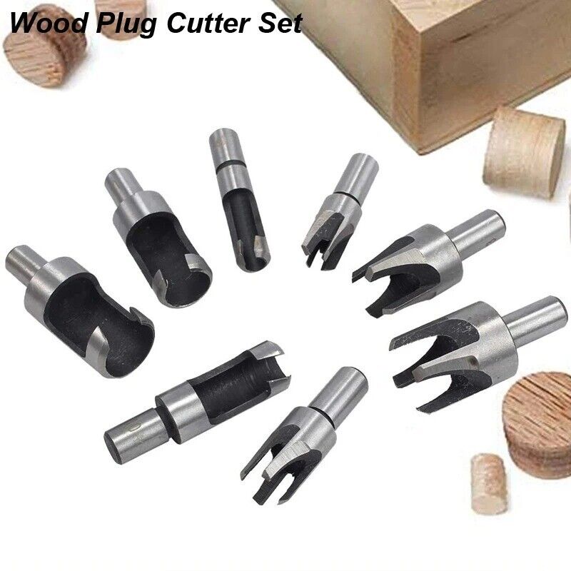 Wood Plug Cutter Drill Bit Set Straight Tapered Cutting Tool Cork Knife HSS Claw