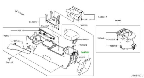 Nissan 96930-5SK0B FINISHER-CONSOLE BOX Nissan Leaf ZE1