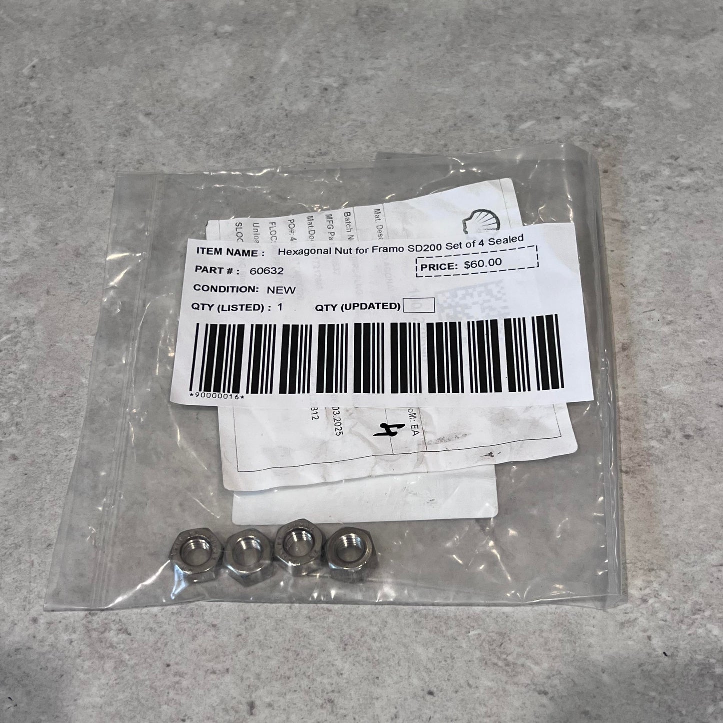 Framo SD200 Set of 4 Hexagonal Nuts Sealed 60632