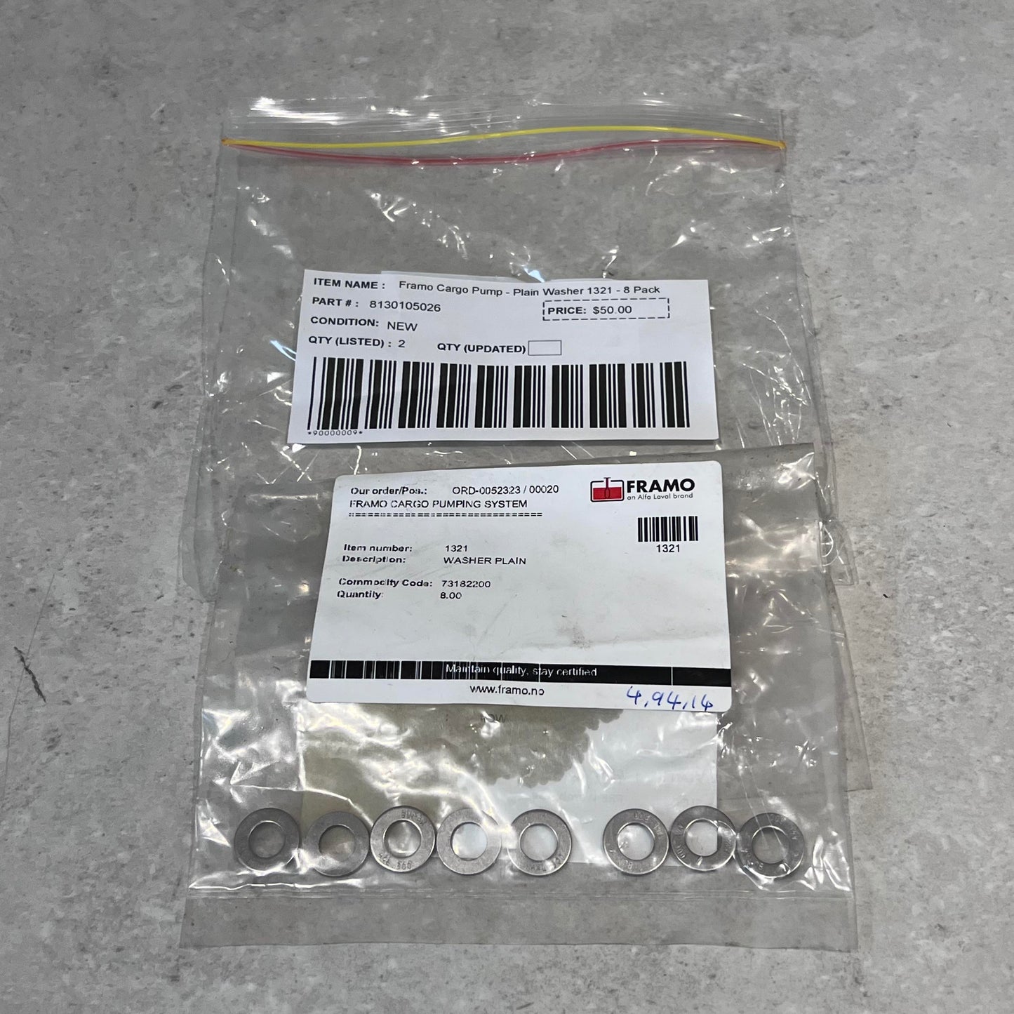Framo Cargo Pump- Plain Washer 1321 - 8 Pack 8130105026