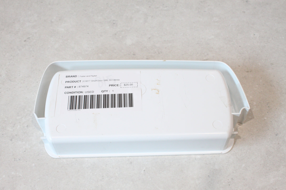 Fisher and Paykel E381T Shelf Door SML RH White 874974