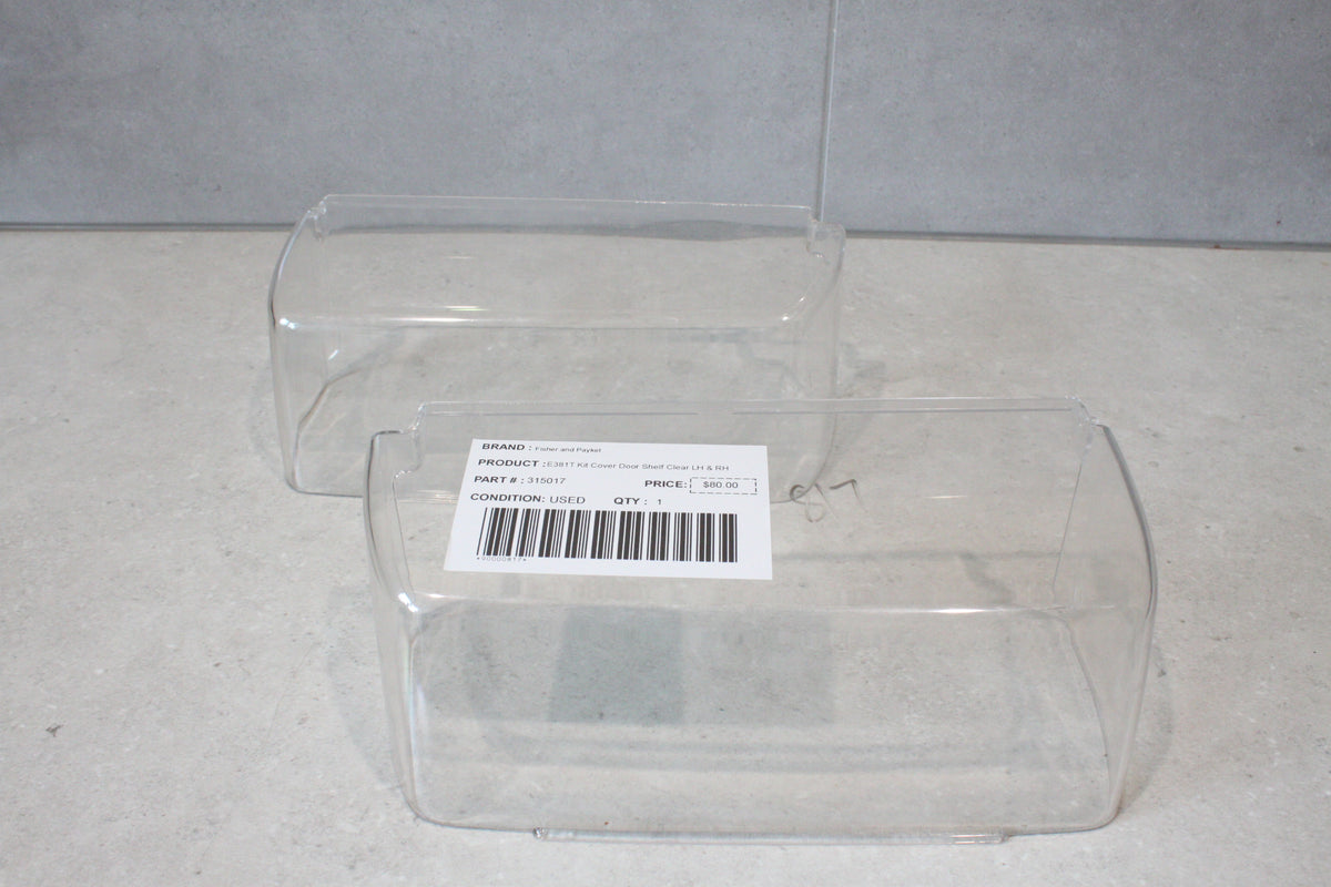 Fisher and Paykel E381T Kit Cover Door Shelf Clear LH & RH 315017
