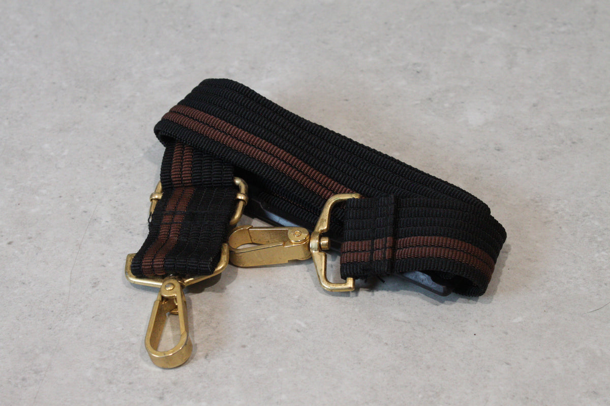 Camera Lanyard Strap Brown & Black with Brass Coloured Hooks