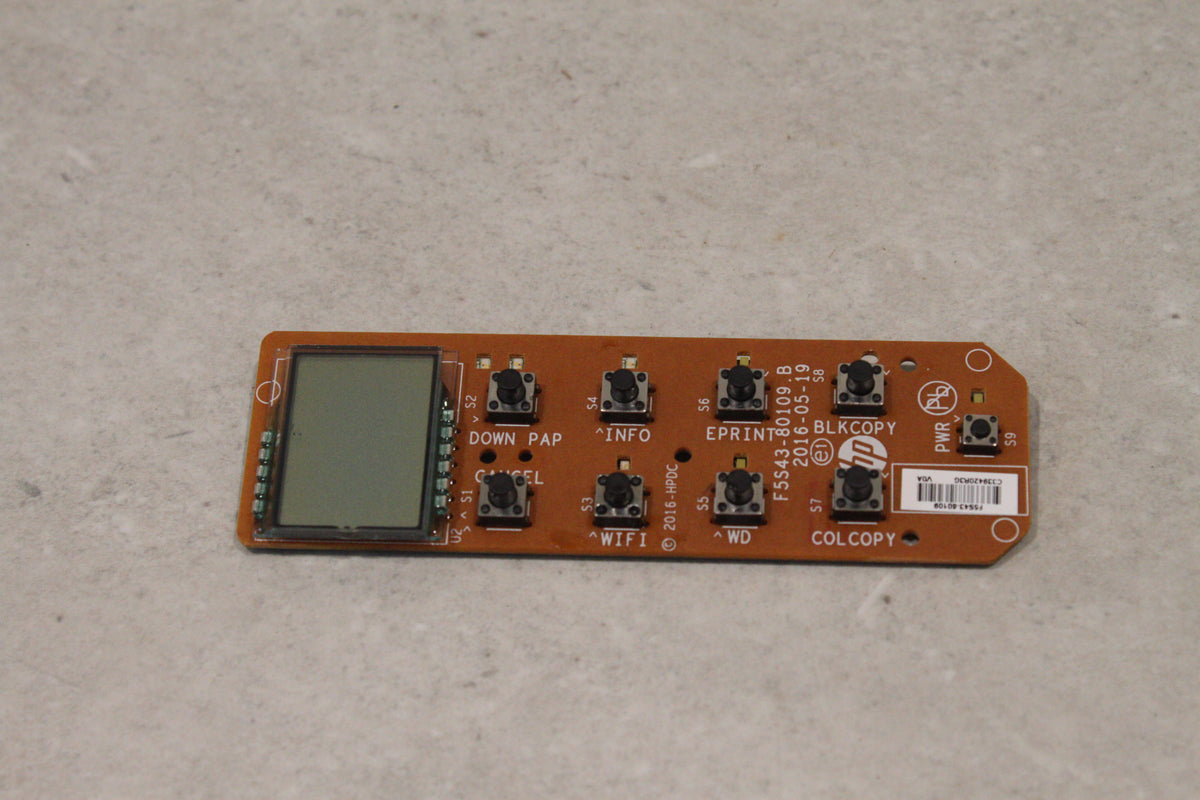 HP Deskjet 3632 Printer Front Button Interface Display Board F5S43-80109.B