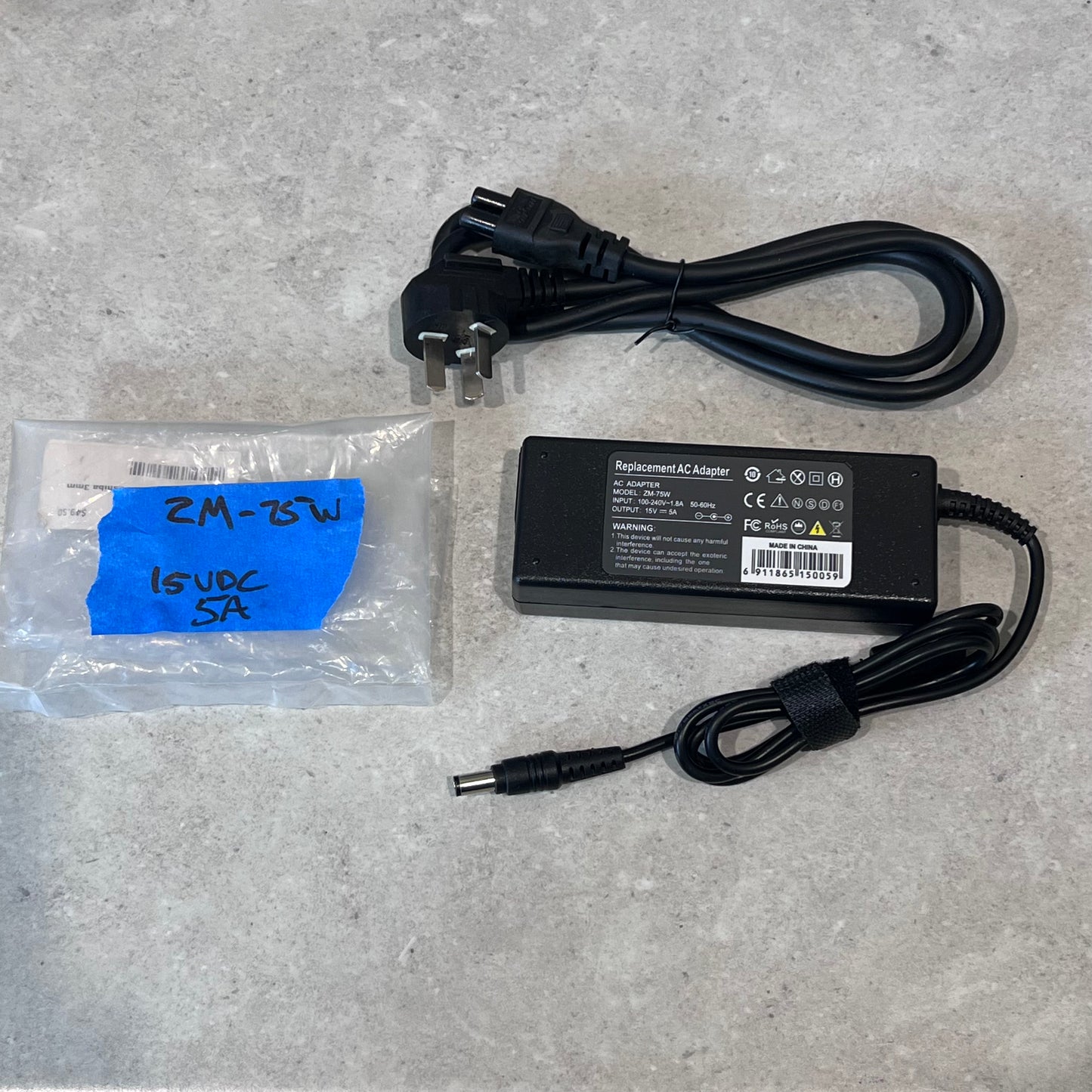 15VDC 5A AC ADAPTER ZM-75W