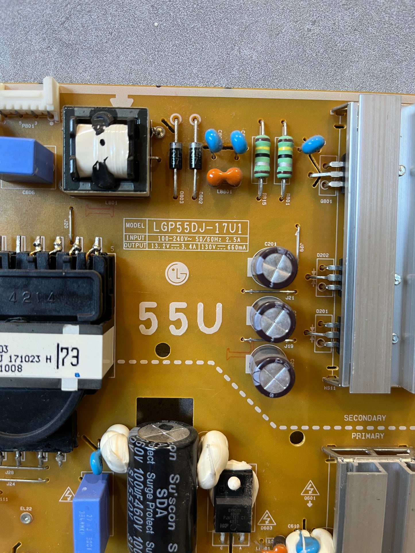 GENUINE LG 55UJ634T POWER SUPPLY BOARD EAY64529401 EAX67189101 LGP55DJ-17U1