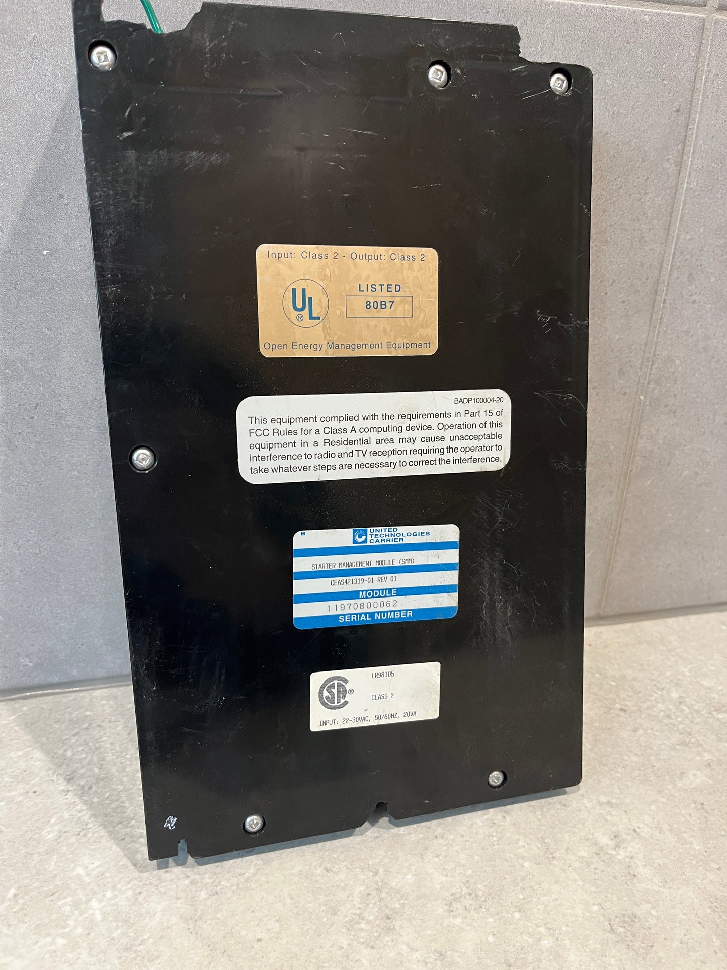 CARRIER (SMM) STARTER MANAGEMENT MODULE CESO121319-01 ; CEAS421319-01 REV 01