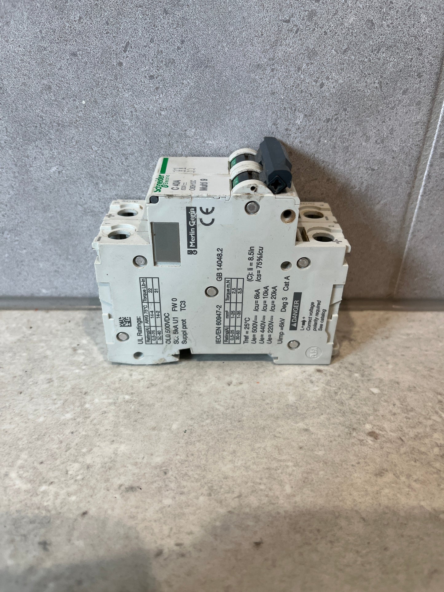 Schneider Circuit-Breaker C60H-Dc 500Vdc 40A MCB 2 POLE