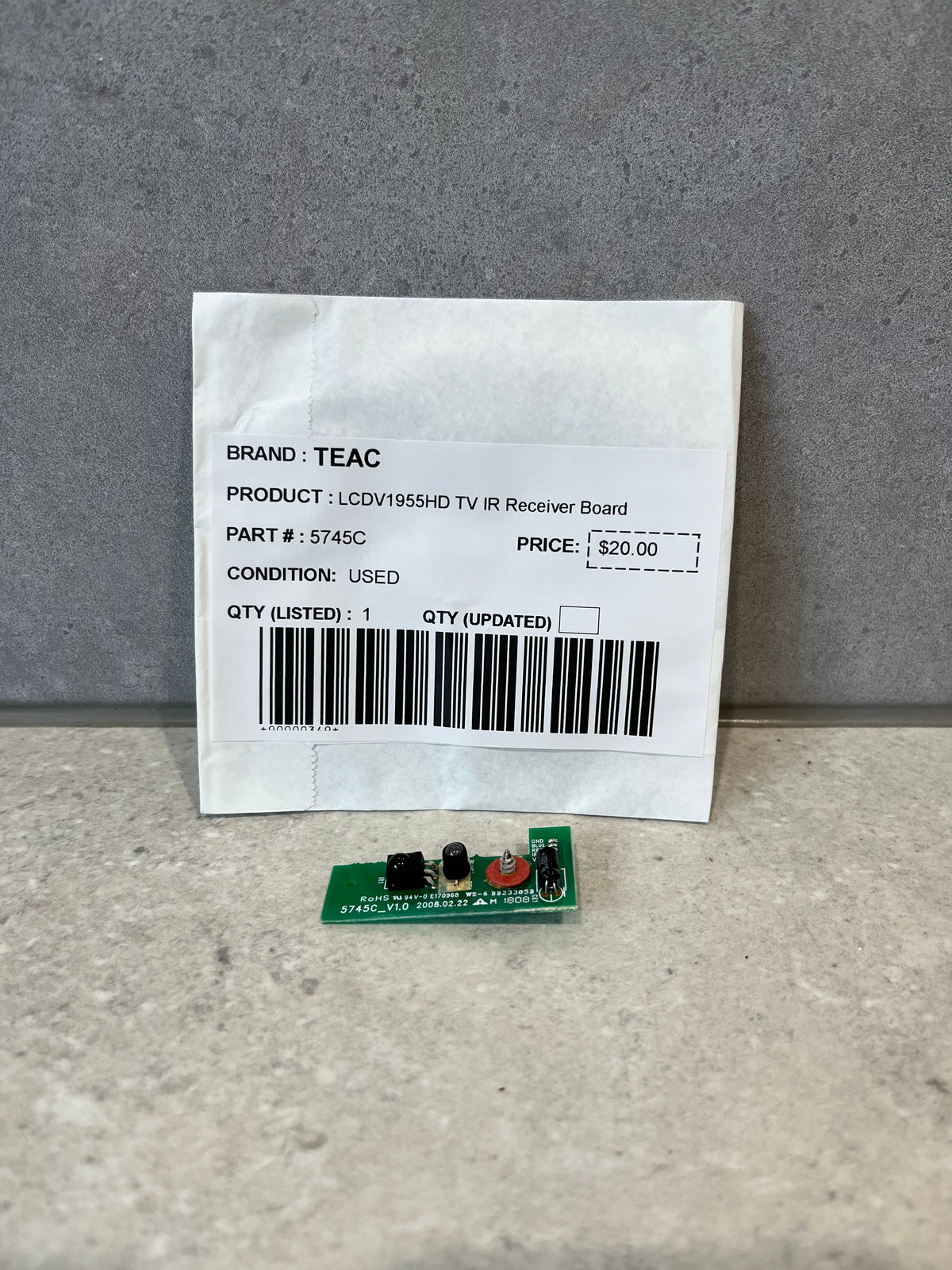 TEAC LCDV1955HD TV IR Receiver Board
