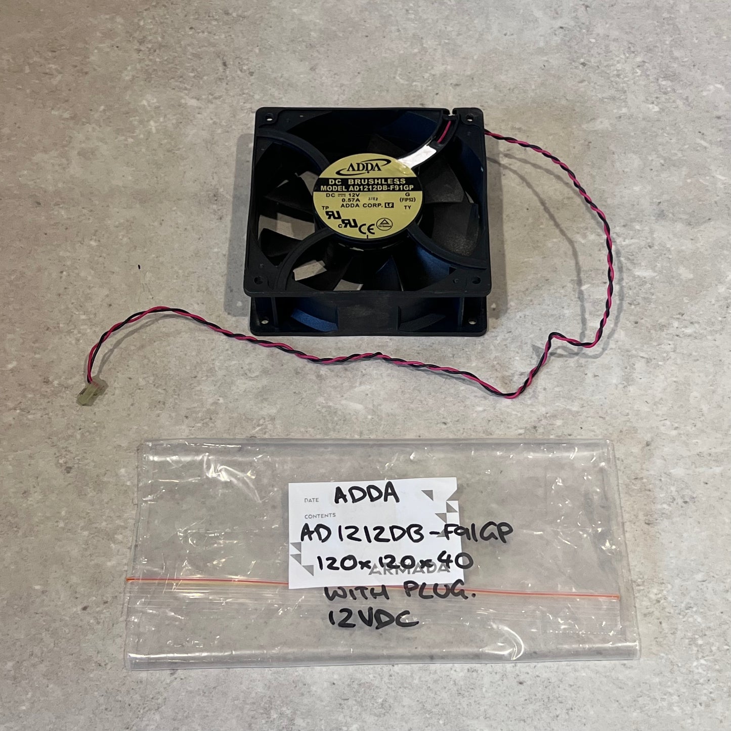 ADDA AD1212DB-F01GP 12VDC 120 x 120 x 40 - with plug