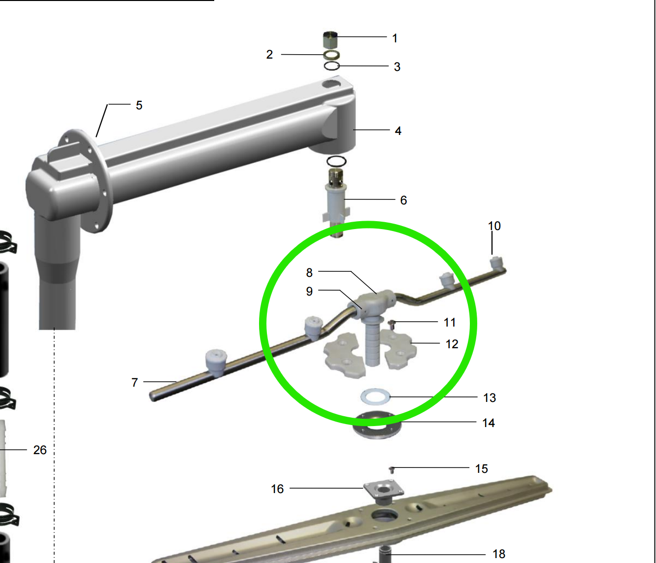 Rinse Arm Shaft To Suit Meiko Part 8002880 Commercial Dishwasher 0620286