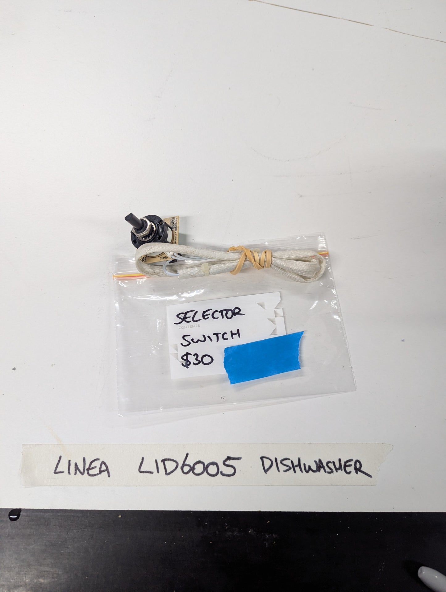 Linea LID6005 dishwasher selector switch replacement part in plastic bag with wiring