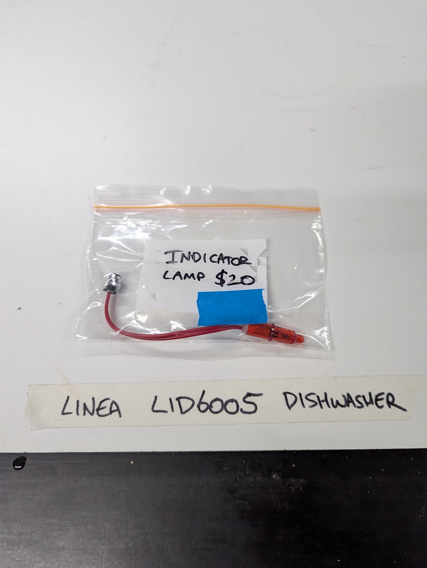Linea LID6005 dishwasher indicator lamp replacement part in clear bag