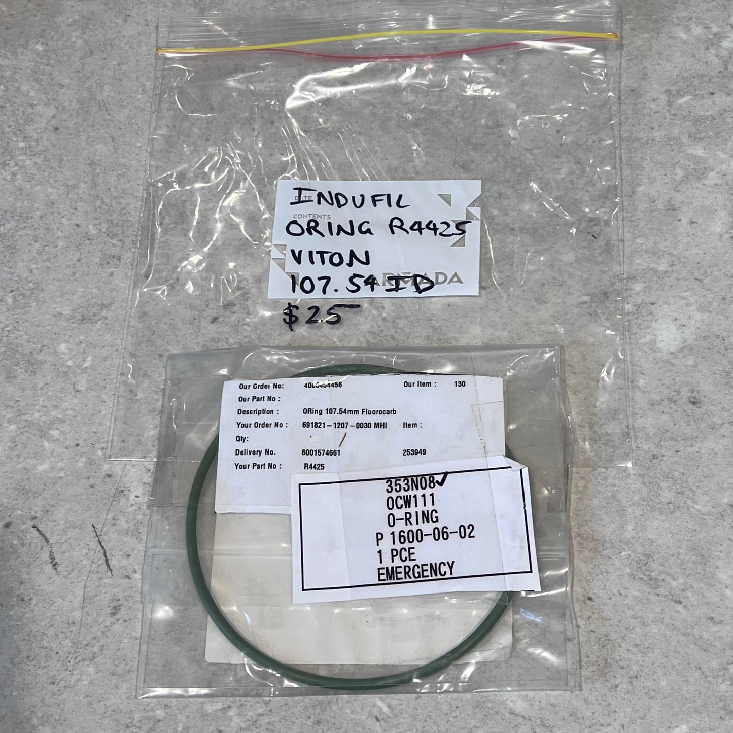 Indufil Viton O-Ring R4425 in packaging with labels and part details