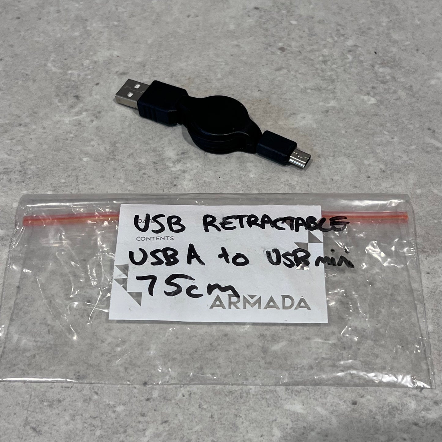 Retractable USB-A to USB Mini cable