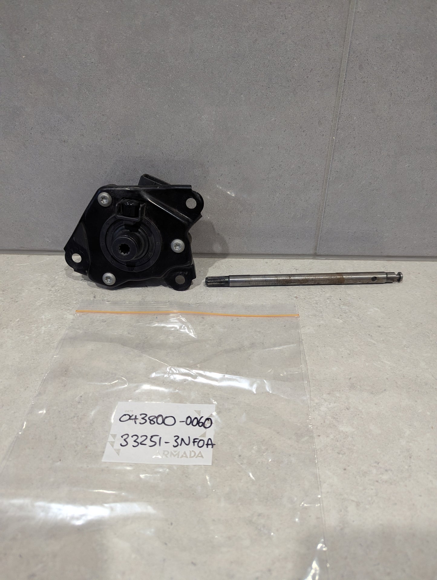 Back view of transmission range sensor assembly and rod