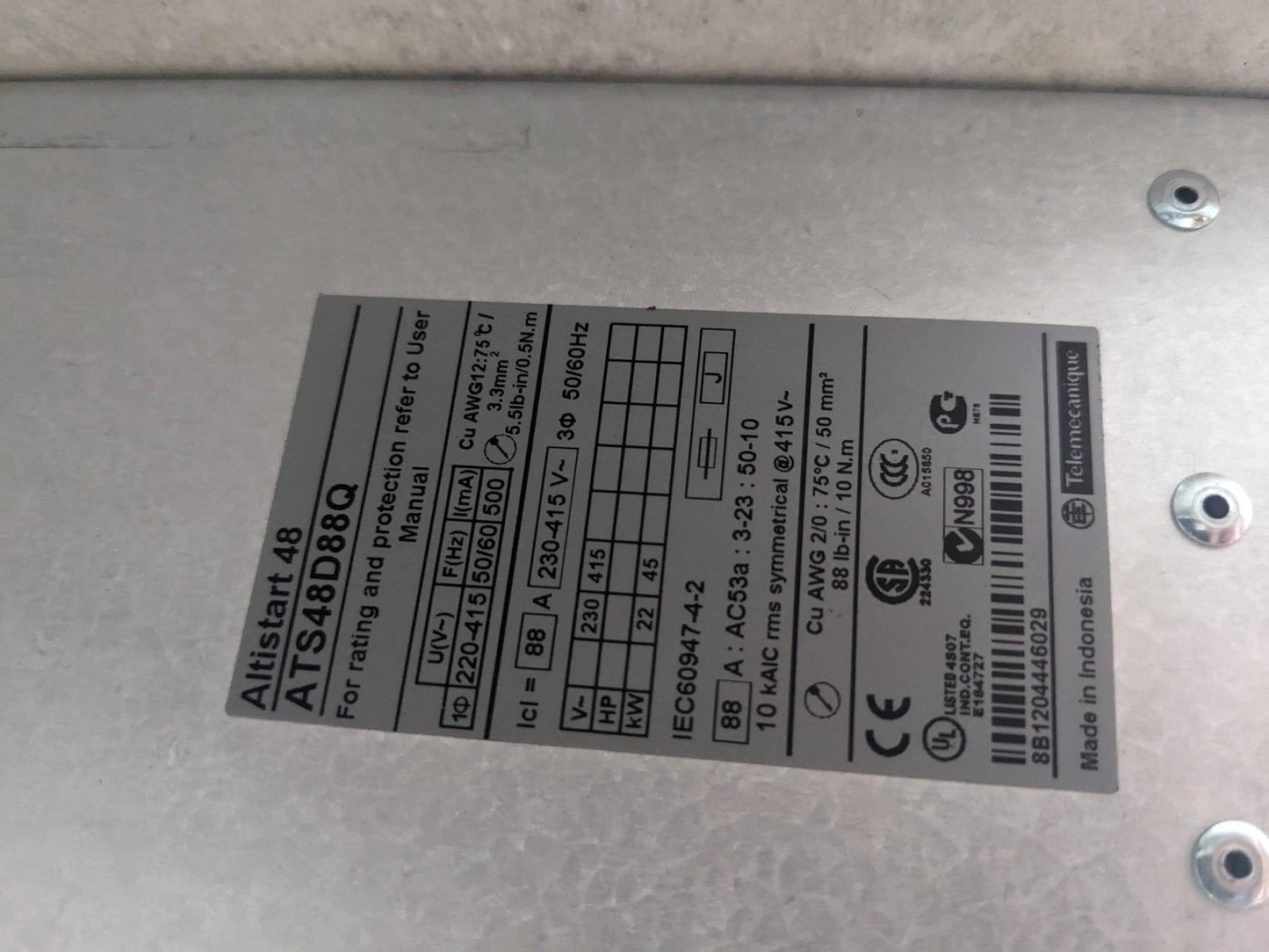 Schneider Electric ATS48D88Q | Telemecanique | Drive, Altistart 48, 45KW, 88A