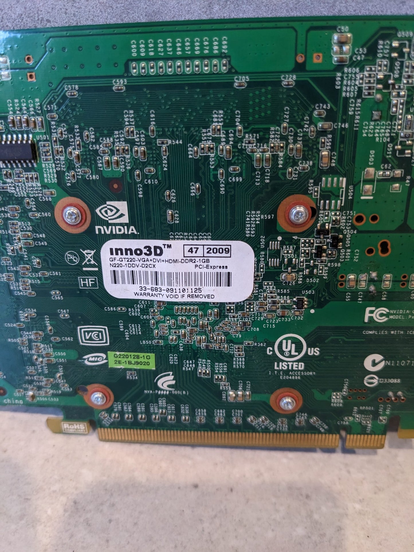 GeForce GT 220, 1GB DDR2, 128 BIT, DVI, HDMI, VGA, PCI-E, INNO3D - WORKING