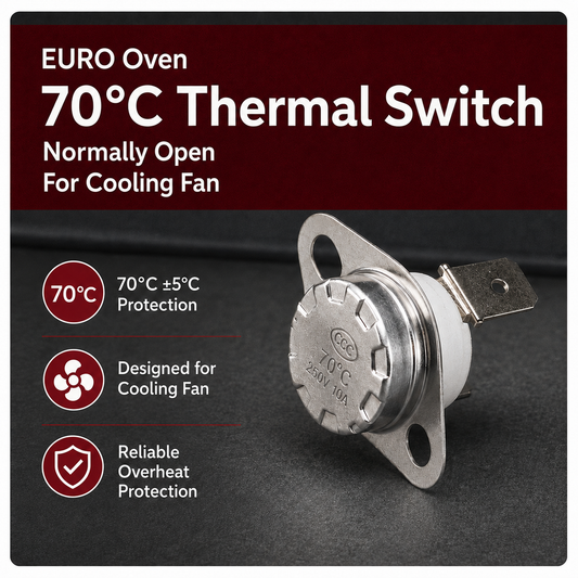 Thermal Switch For Euro Beko, Euromaid Oven Cooling Fan Thermostat 2 Lugs 70C 263410018