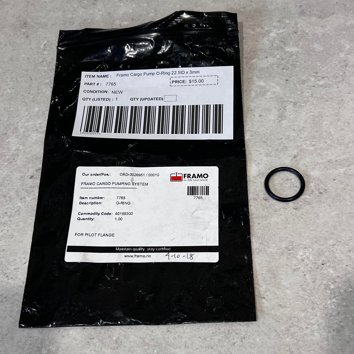 Framo Cargo Pump O-Ring 22.5IDx3mm 7765