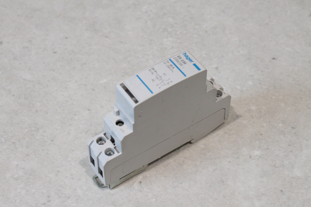 Hager ES239 Contactor, 24V ac Coil, 1-Pole, 25 A, 250V  1NO 1NC Contact