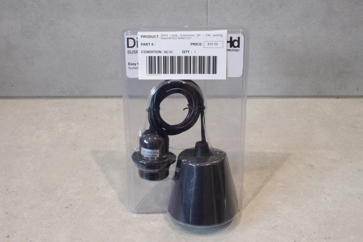 Home Design Black Lamp Suspension Kit - Fits existing Bayonet B22 Batten DIY