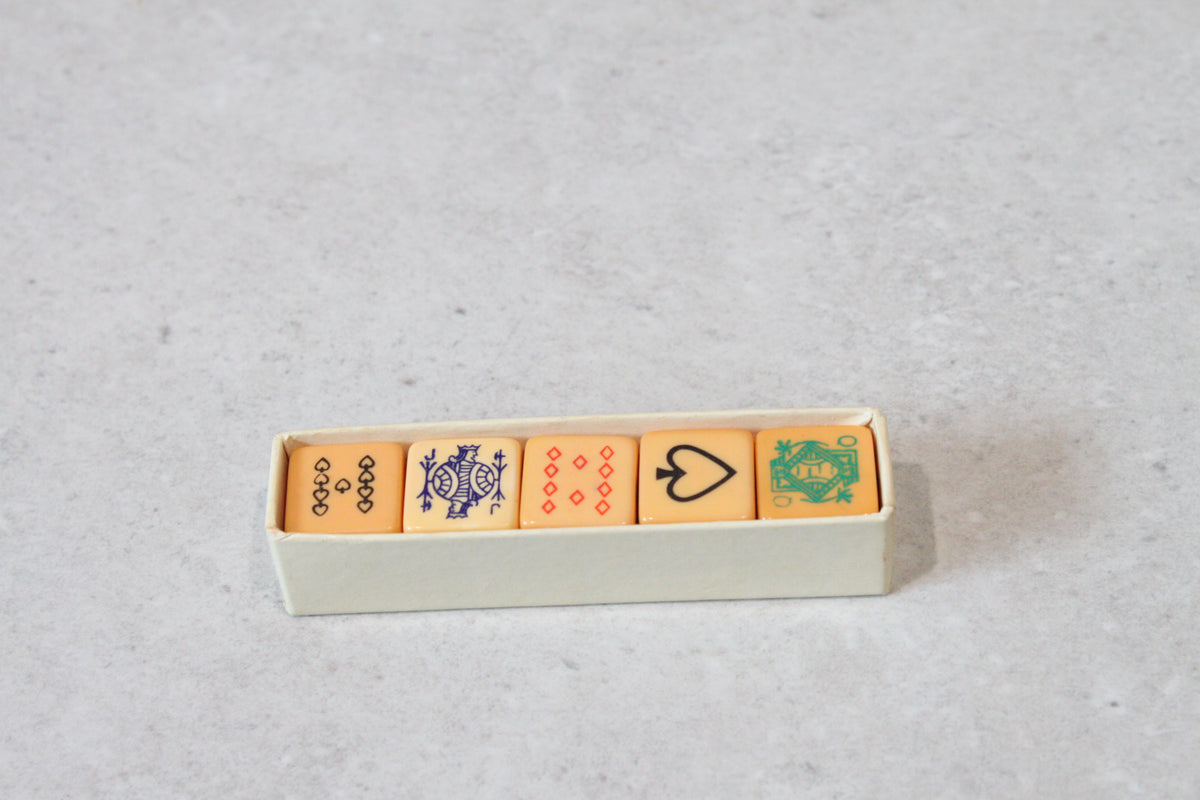 Vintage ST. GEORGE SERIES Butterscotch Poker Dice BAKELITE Original BOX