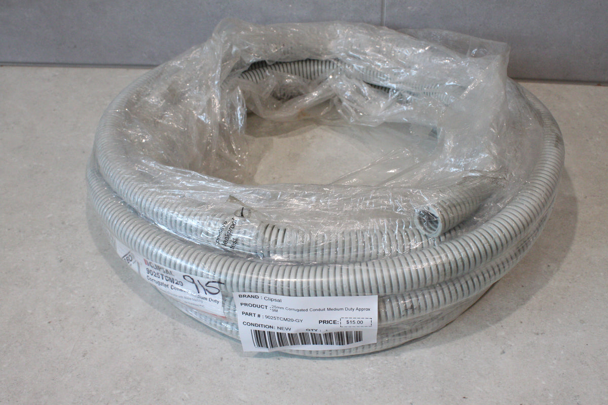 Clipsal 25mm Corrugated Conduit Medium Duty Approx 9M 9025TCM20-GY