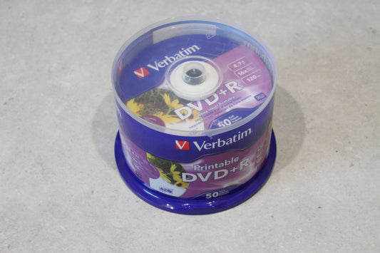 Verbatim 50PK DVD+R 4.7GB 16x Printable White Inkjet SEALED