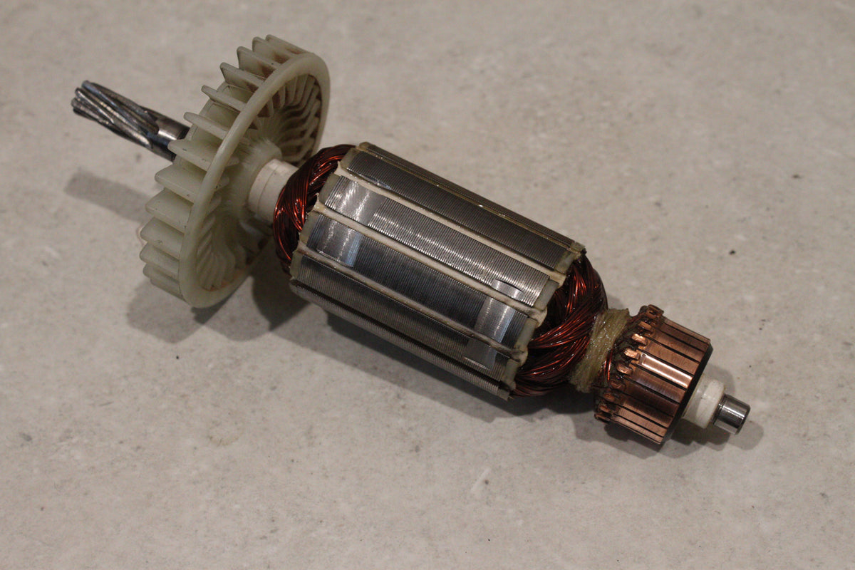 Electric Motor Armature Shaft with Cooling Fan & Helical Gear D040E-I-24