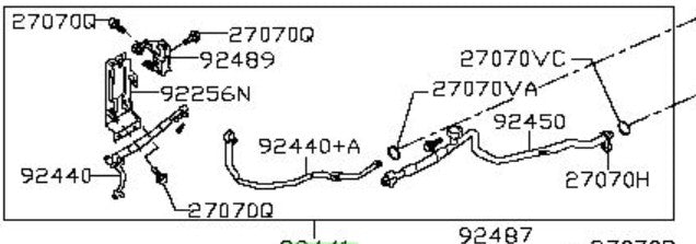 NISSAN LEAF ZE1 Pipe Front Cooler High AC Air Con -Part of 92441