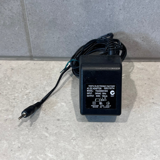 6V DC 100mA YEEFU ELECTRONIC AC-DC ADAPTOR YSAA060010D2