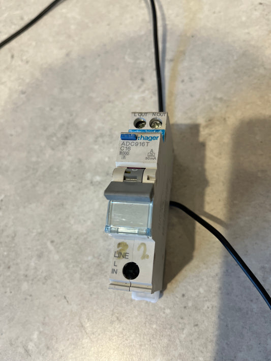 HAGER ADC916T | 16AMP 6 KA SINGLE POLE RCBO