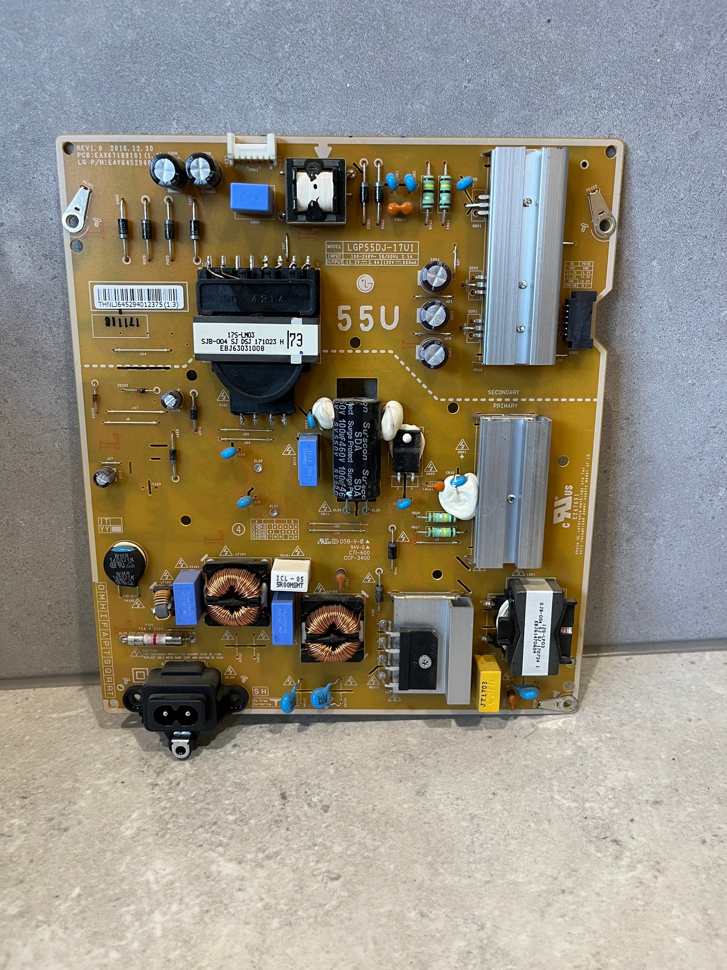 GENUINE LG 55UJ634T POWER SUPPLY BOARD EAY64529401 EAX67189101 LGP55DJ-17U1
