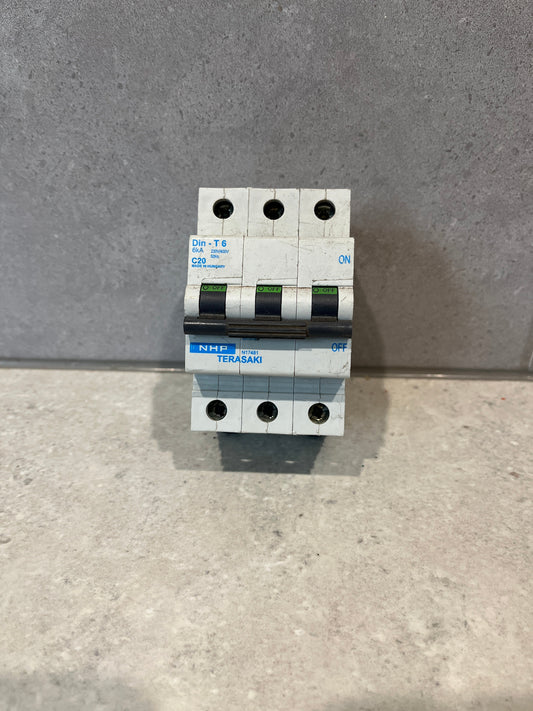 NHP DIN-T Miniature Circuit Breaker 6kA 3Pole 20A C Curve