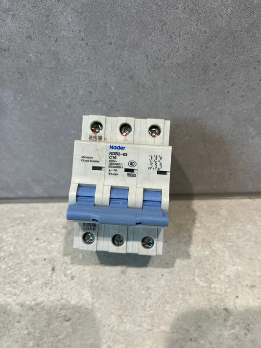 Nader C16 3 Pole 3 Phase MCB Circuit Breaker NB2-63