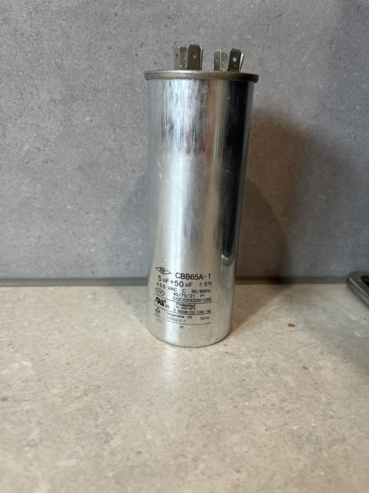CBB65 50+5uf Run Capacitor, 50+5mfd AC 450V Aluminum Case with 3 Terminal