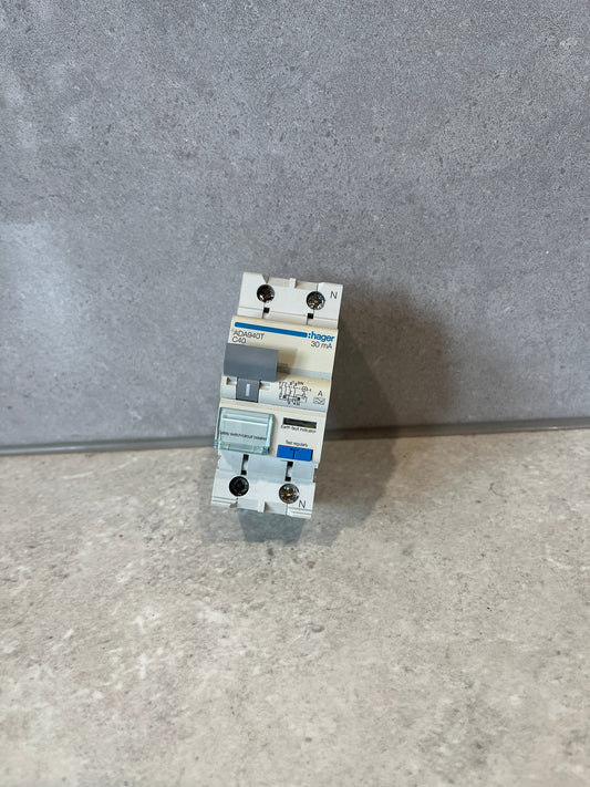 Hager ADA940T RCBO 1P+N 6kA C-40A 30mA A Class