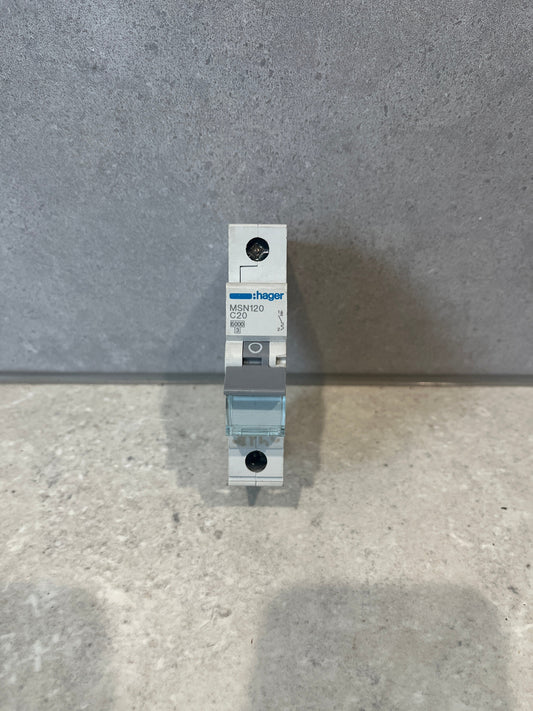 Hager MS120 MCB 1P 6kA C-20A 1M