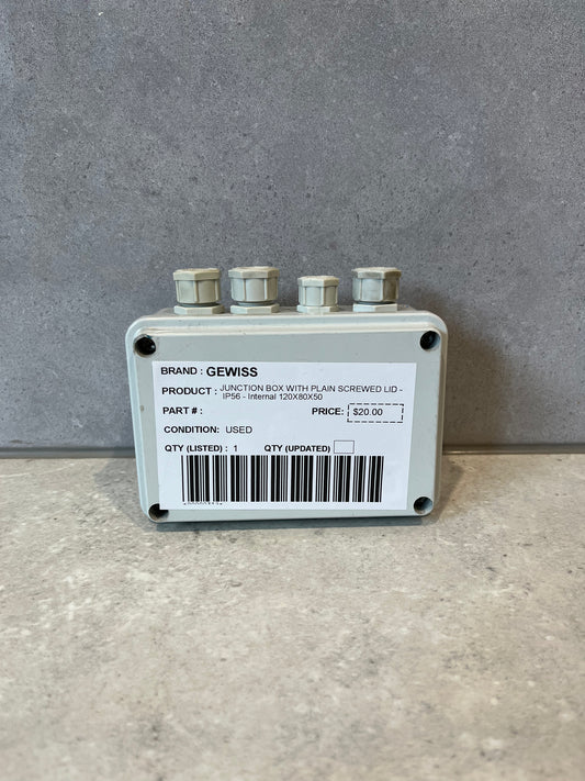 GEWISS JUNCTION BOX WITH PLAIN SCREWED LID - IP56 - Internal 120X80X50