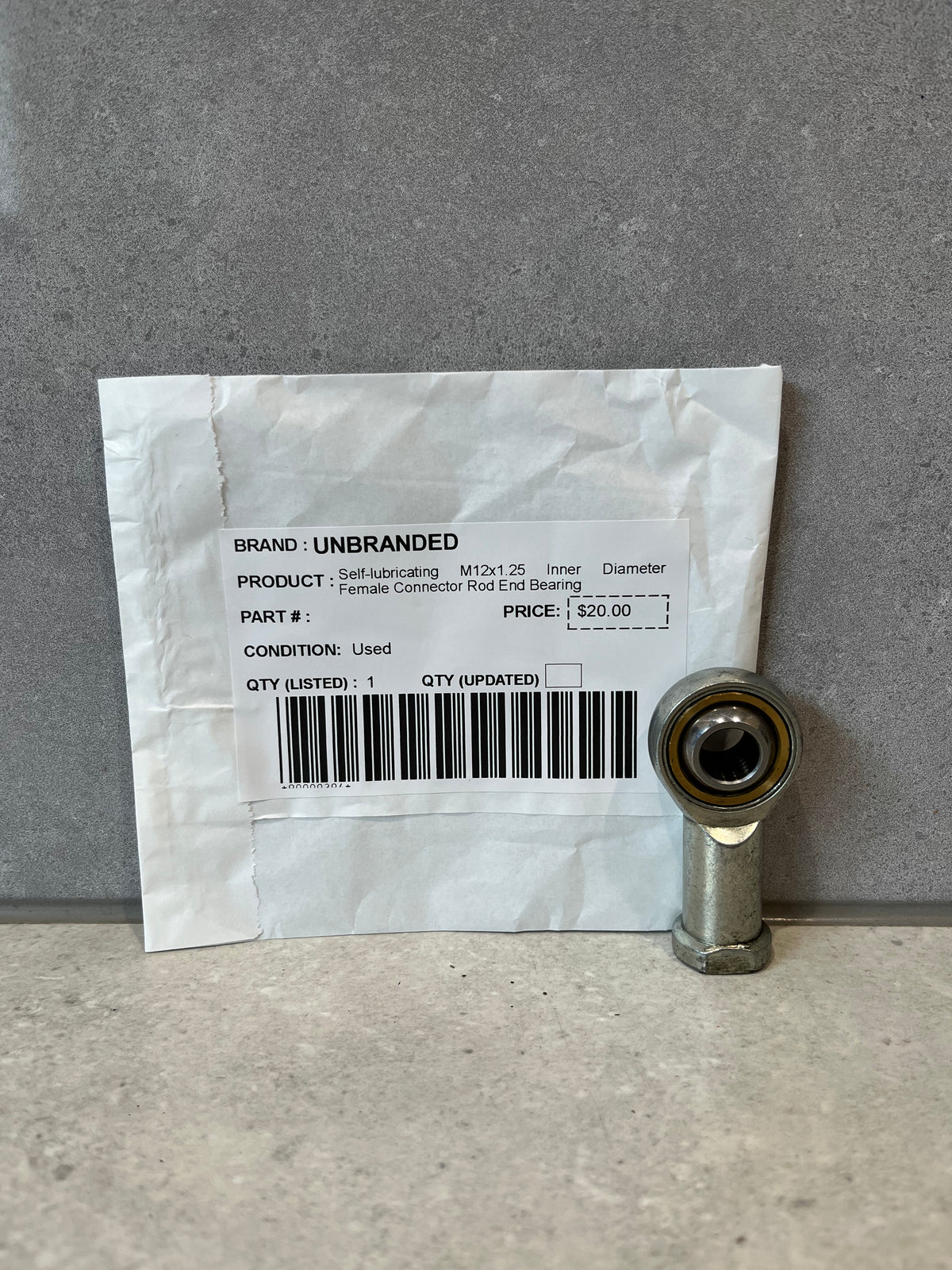 Self-lubricating M12x1.25 Inner Diameter Female Connector Rod End Bearing