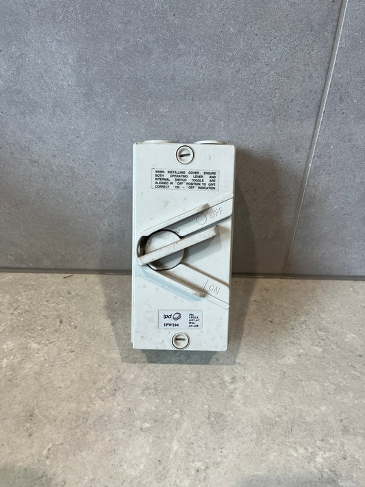 IPD IPW204 Padlockable Weatherproof Isolator 4-P 20A 415V IP66