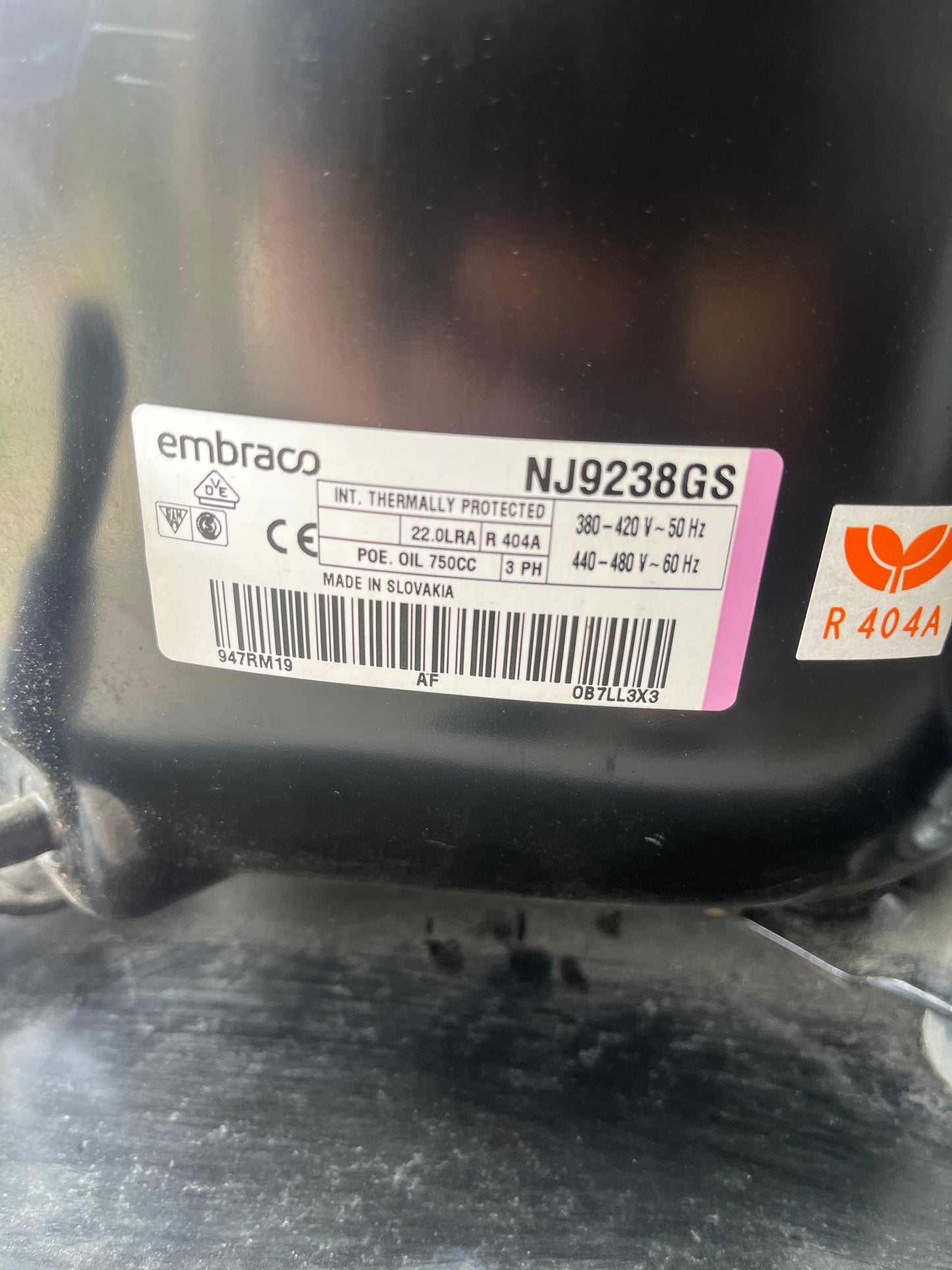 Embraco UNJ9238GS 4.4KW R404A Three Phase Condenser Unit