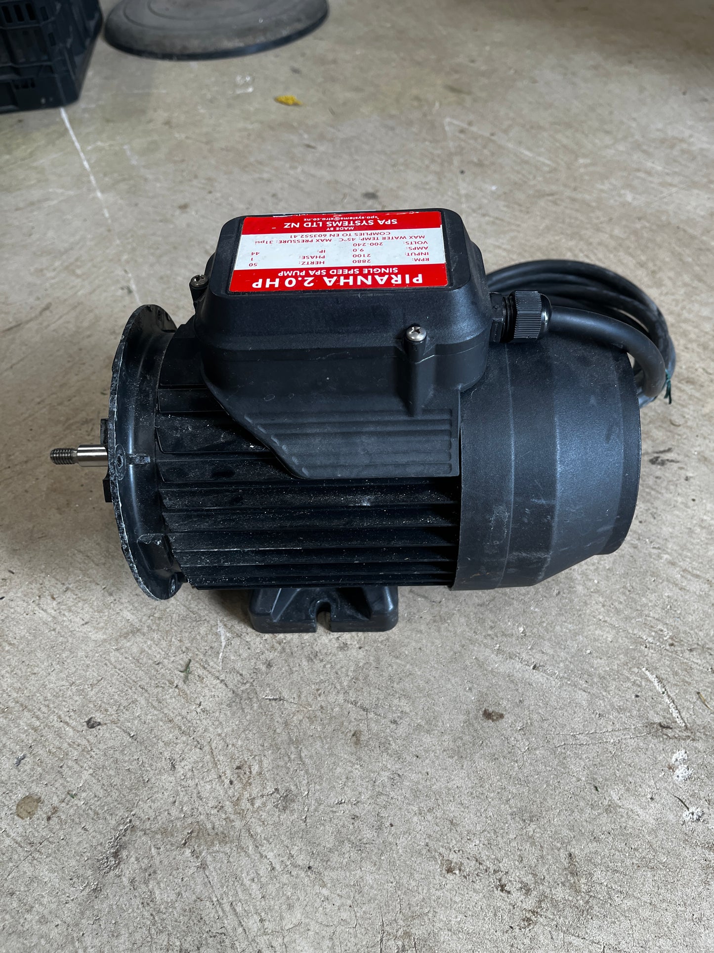Spanet Piranha 2.5HP 1 Speed Spa Booster Pump - Motor only