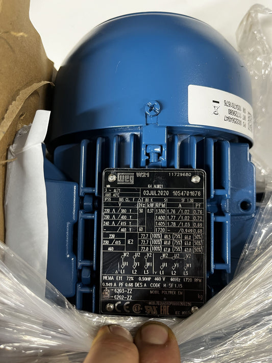 WEG W21 3-Phase 0.37 kW 4-Pole AL71 Electric Motor