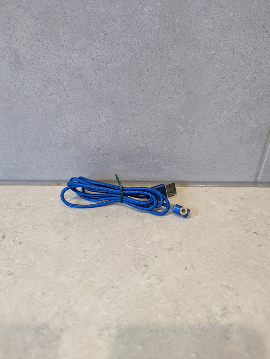 USB A to Magnetic Charging Cable Blue Braided 1M