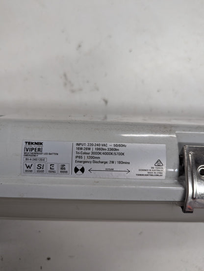TEKNIK Weatherproof Batten [Viper] Emergency - 26W/16W - 1200mm BV-4-24S120-E