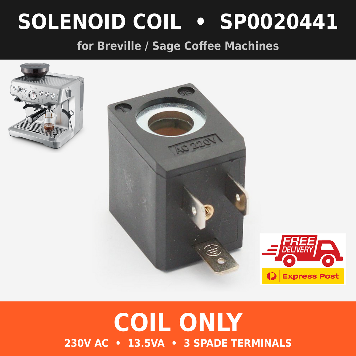 Replacement Solenoid Coil for Breville Sage Coffee Machine SP0020441 13.5VA