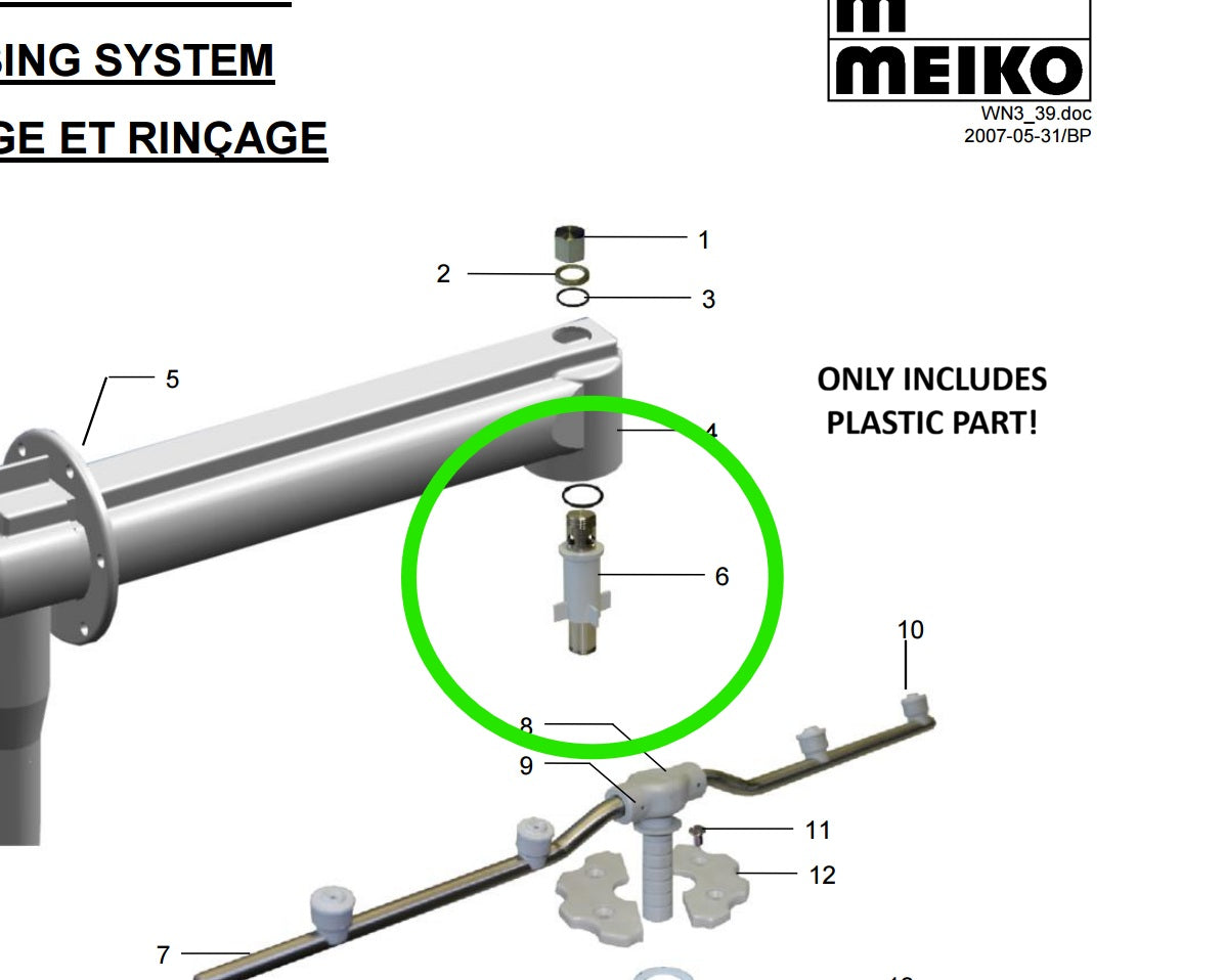 Upper Fixing Tube To Suit Meiko Part 0620506 Commercial Dishwasher